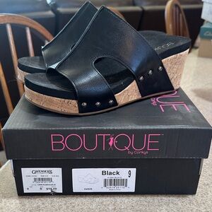 Boutique by Corkys Black Wedge Sandals